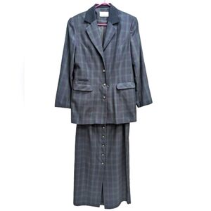 Marie Claire women's vintage tartan pencil skirt and blazer 2 piece suit size 11